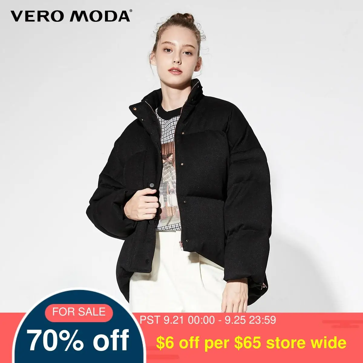 Vero Moda новый силуэт с открытыми плечами низкий пуховик | 319423521|Пуховики|