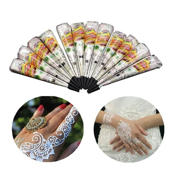 

12pcs/set Henna Tattoo White Ink Face Painting Hand And Body Paint DIY Drawing Waterproof Temporary Tattoos Tattoo Paste