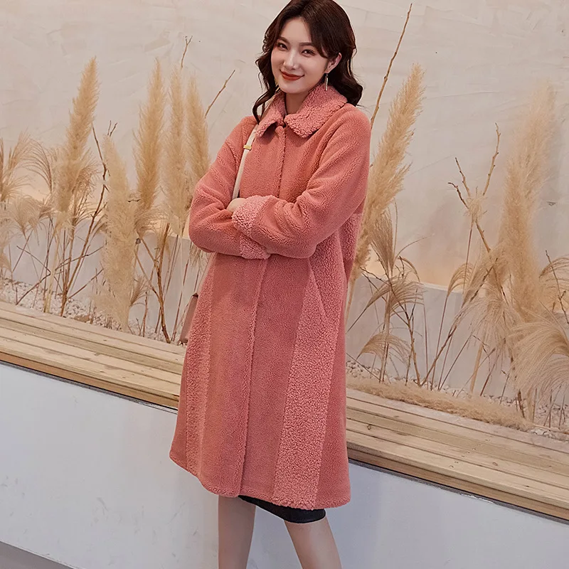 style 1 Зимние женские шубы из искусственного меха высокого качества, толстые теплые длинные пальто из овечьей шерсти, однобортные модные меховые куртки, женские повседневные пальто - Цвет: style 1