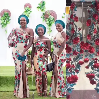 

New Popular Sequins Lace Fabrics French Mesh Lace Fabric High Quality Sequence Fabrics Nigerian Net Lace for Wedding Party Dress