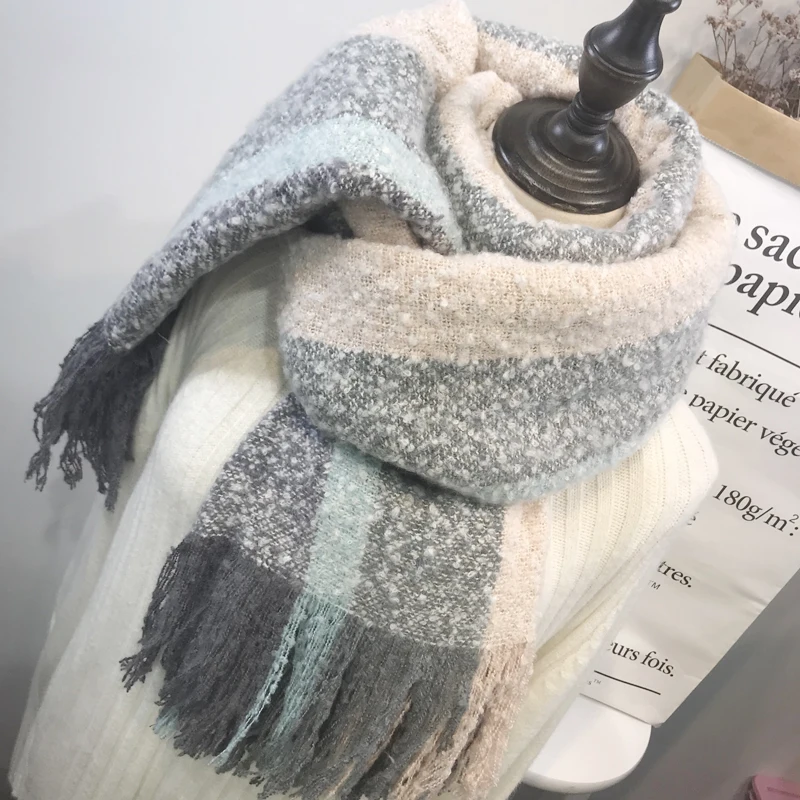 Шарфы женские теплые Ulzzang для отдыха универсальные Harajuku милые студенческие корейские стильные женские модные удобные с кисточками - Цвет: C-grey