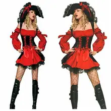 1 компл./лот пиратский костюмы для сцены для сексуальный костюм для взрослых, костюм на Хеллоуин, к платью; женские полиэстер костюм пирата