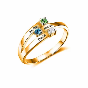 

New custom couple girlfriends lettering name birthday stone ring fashion anniversary holiday gift