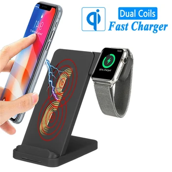 

2-in-1 Fast Wireless Charger For iPhone X XS MAX QI Quick Wireless Charger For Airpods Apple Watch4 3 2 1Fast Wireless Full load