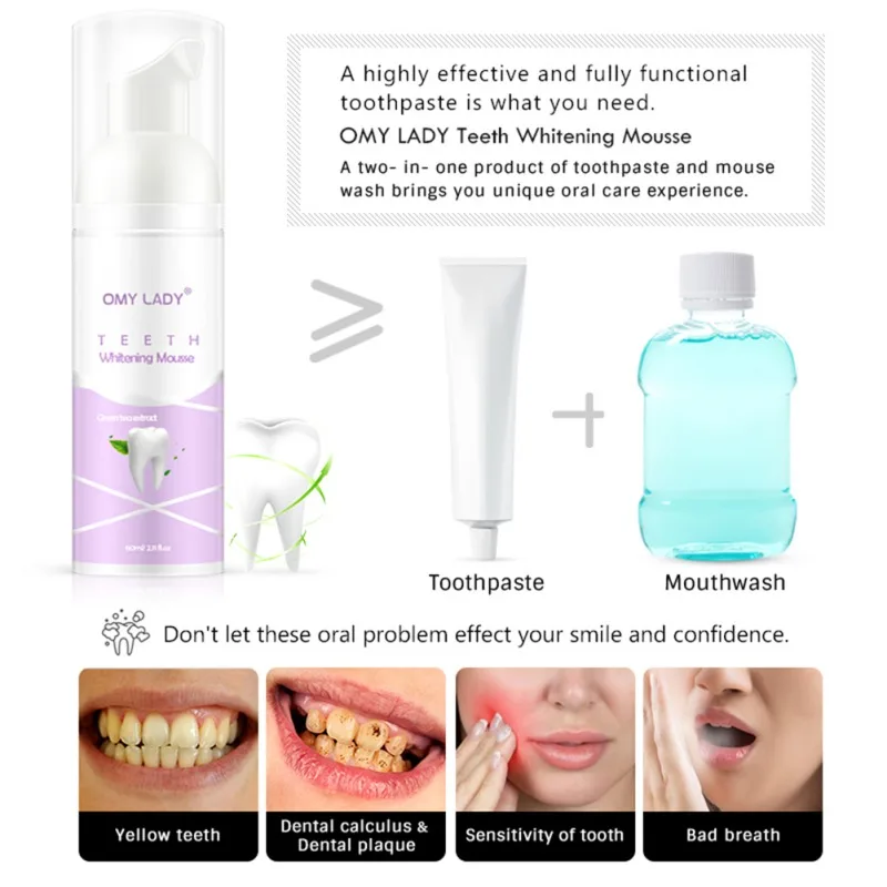 Teeth Cleaning Mousse Remove Tooth Stains Freshen Breath Teeth Whitening Foam Toothpaste 5