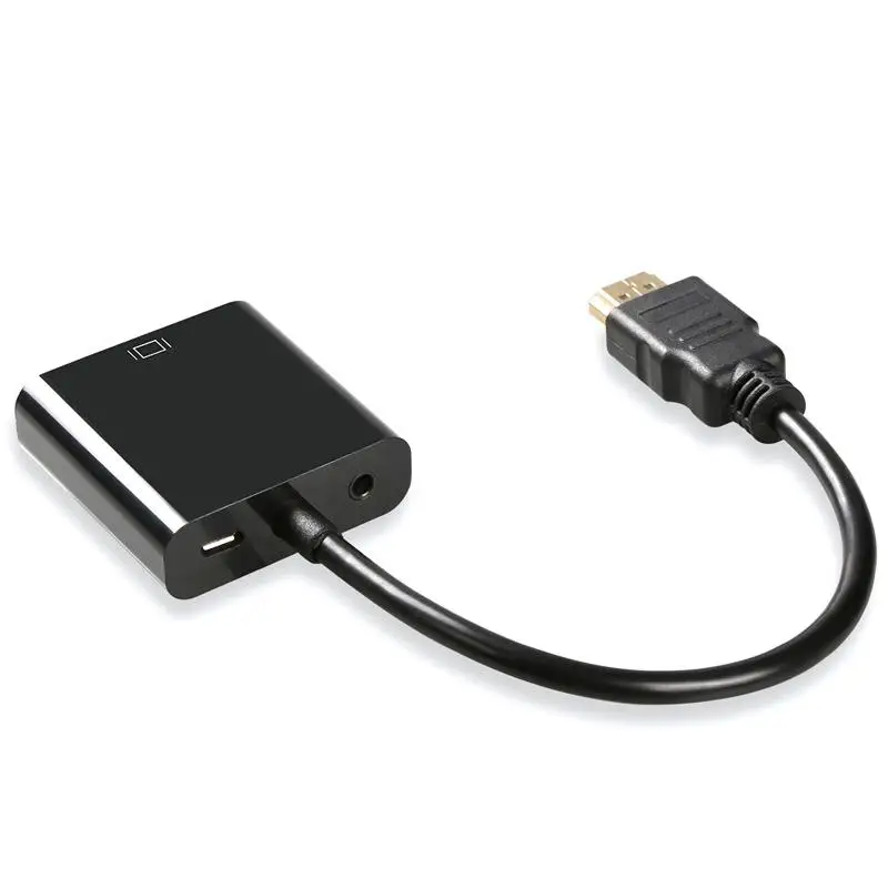 With audio power bk HDMI к VGA адаптер цифро-аналоговый видео аудио конвертер Кабель Studyset VGA разъем для Xbox 360 PS4 ПК ноутбук ТВ коробка - Цвет: With audio power bk
