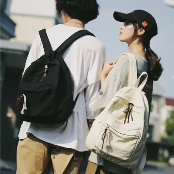 

2020 Backpack Solid Canvas Backpack Women Casual Simple Ladies Girls Teenagers Casual Travel Bags Bagpack