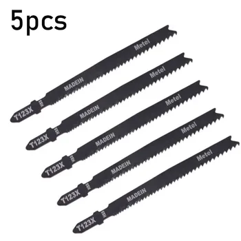

5pcs 100mm T123X T-Shank 4 Inch Jig saw Blade Set Assorted Metal Steel Jigsaw Blade Fitting For Plastic Wood Cutting Tools