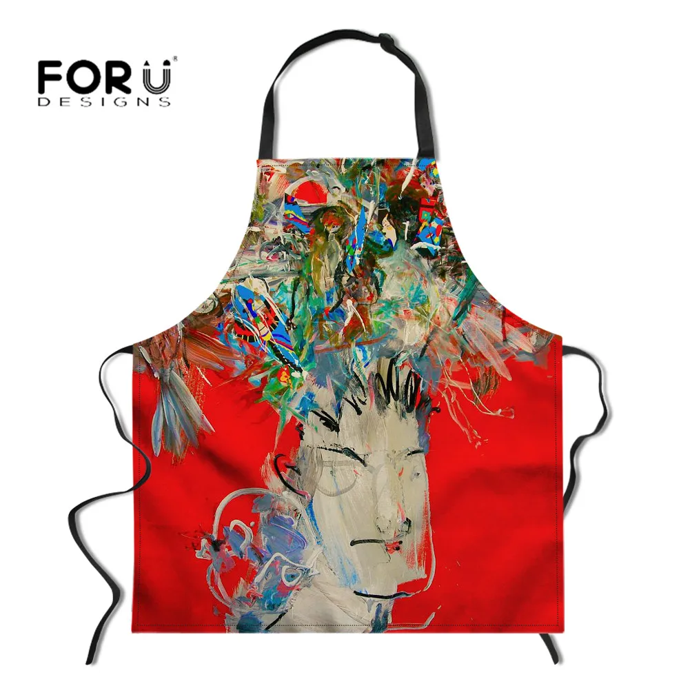 FORUDESIGNS Printing Art Girl Adjustable Kitchen Apron Oil-proof BBQ Dinner Party Baking Delantal for Lady Manicure Aprons - Цвет: YY1423R