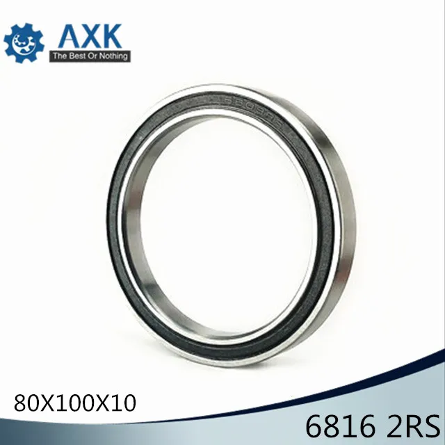 6816 2RS ABEC-1 (2PCS)  80x100x10MM  Metric Thin Section Bearings 61816 RS 6816RS