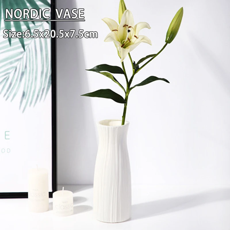 Tanio Kreatywny plastikowy różowy wazon Nordic kolor wazon ozdoby suszony sklep