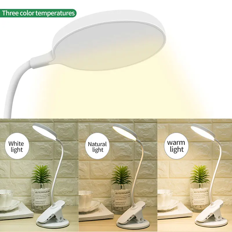 Clip Wireless Table Lamp Adjustable Touch 1250mAh Rechargeable LED Reading Desk Lamp USB Table Light Flexo Lamps Table
