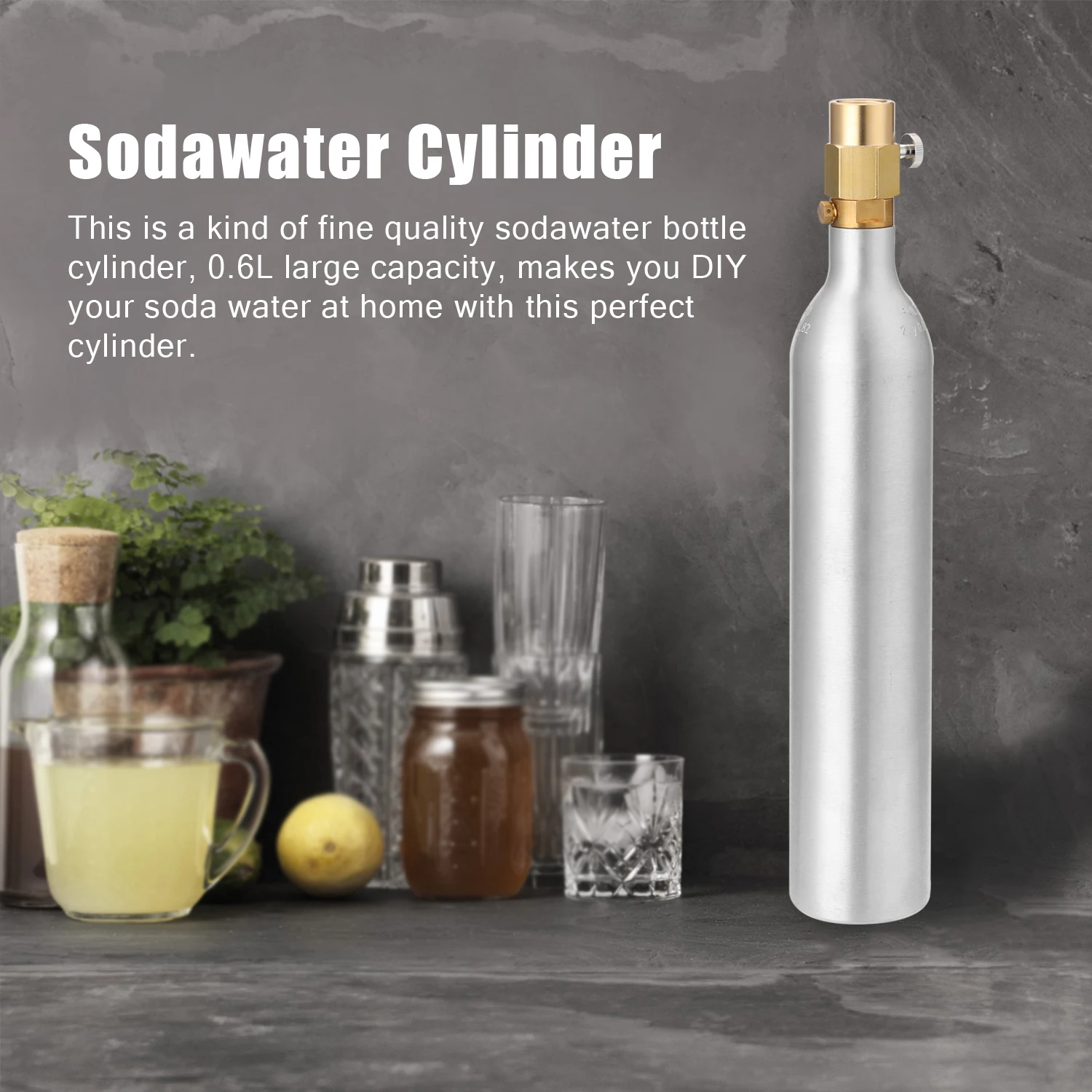 

Sodawater 0.6L Bottle Cylinder High Compressed Bottle with Refill Soda Adapter CGA320 Thread