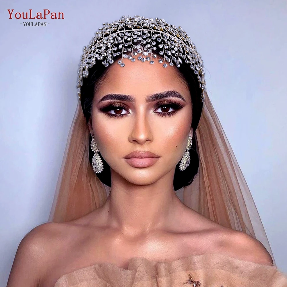 TOPQUEEN HP258 Luxury Silver Crystal Wedding Headband Bridal Hair Accessories Wedding Crowns Women Headbands Bridal Tiara