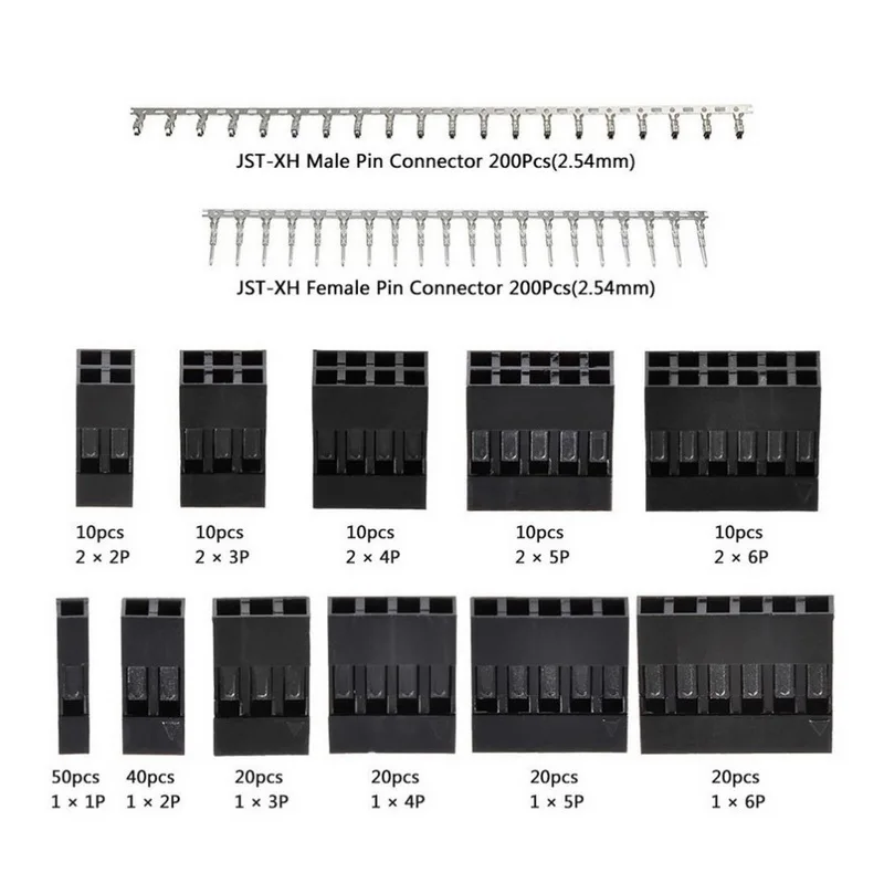 620 шт., разъем Dupont, 2,54 мм, кабель Dupont, соединительный провод, штыревой разъем, комплект для корпуса, обжимные штыри+ гнездовой штыревой соединитель