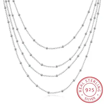 

Elegant Women's Accessory Multilayers Beads Design Long Chain 925 Sterling Silver Fashion Statement Necklace For Wedding Party