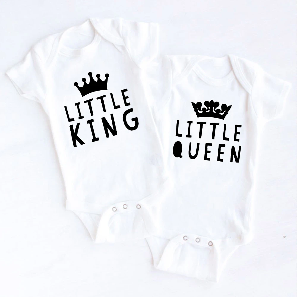 Twin Pakaian Raja Dan Ratu Baju Kembar Bayi Hadiah Twin Baby Shower Pakaian Anak Laki Laki Anak Perempuan Bayi Kembar Hadiah Drop Shipping Bodysuit Aliexpress