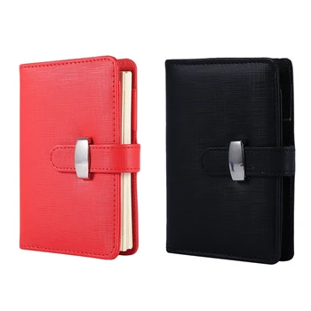 

2 Pcs Modern Design A7 Personal Organiser Planner PU Leather Cover Diary Notebook School Office Stationery(Red & Black)
