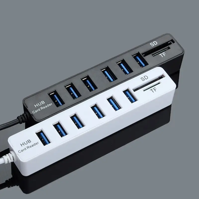 Высокоскоростной USB 2,0 концентратор комбо 6 портов расширитель многопортовый usb-адаптер с SD/TF кард-ридер для ПК компьютер планшет аксессуары