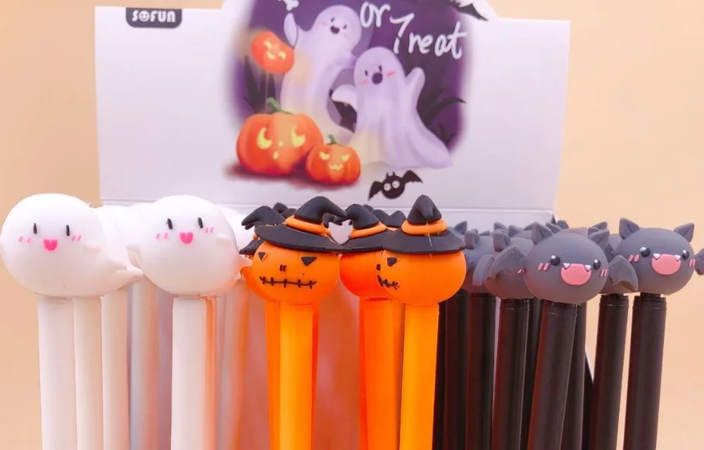 Тыква Happy Halloween гелевая ручка стильная футболка с изображением персонажей видеоигр школьный подарок для студентов ручка с гелевыми чернилами офисные туфли, черного цвета, Письменная ручка для детей ручка 36 шт
