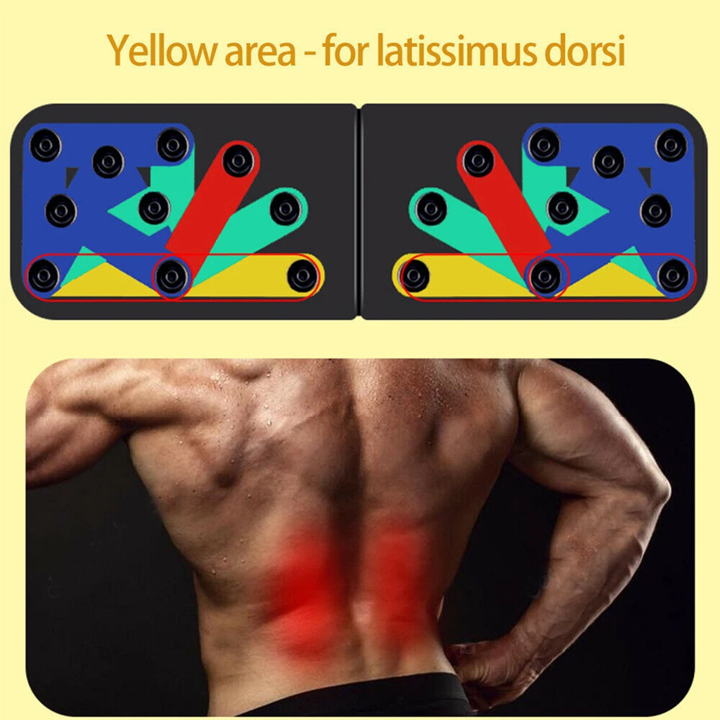 Folding Push-Ups Stands Push Up Board Multi Color-coded Muscle Training Board Portable Fitness Workout Exercise Equipment Unisex