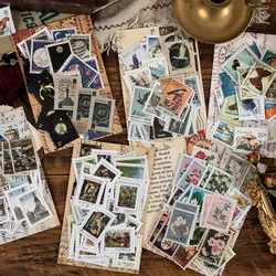 Autocollants séries musée philatérique rétro, étiquette Scrapbooking décorative, autocollant de timbre, papeterie pour Album journal intime, 46 pièces/paquet 
