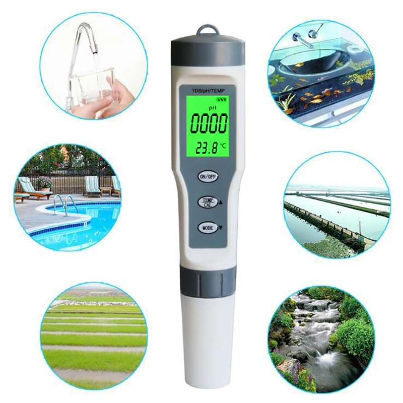 Профессиональный Цифровой тест воды er 3 в 1 тест Tds/Ph/Temp контроль качества воды тест er комплект для бассейнов питьевой воды
