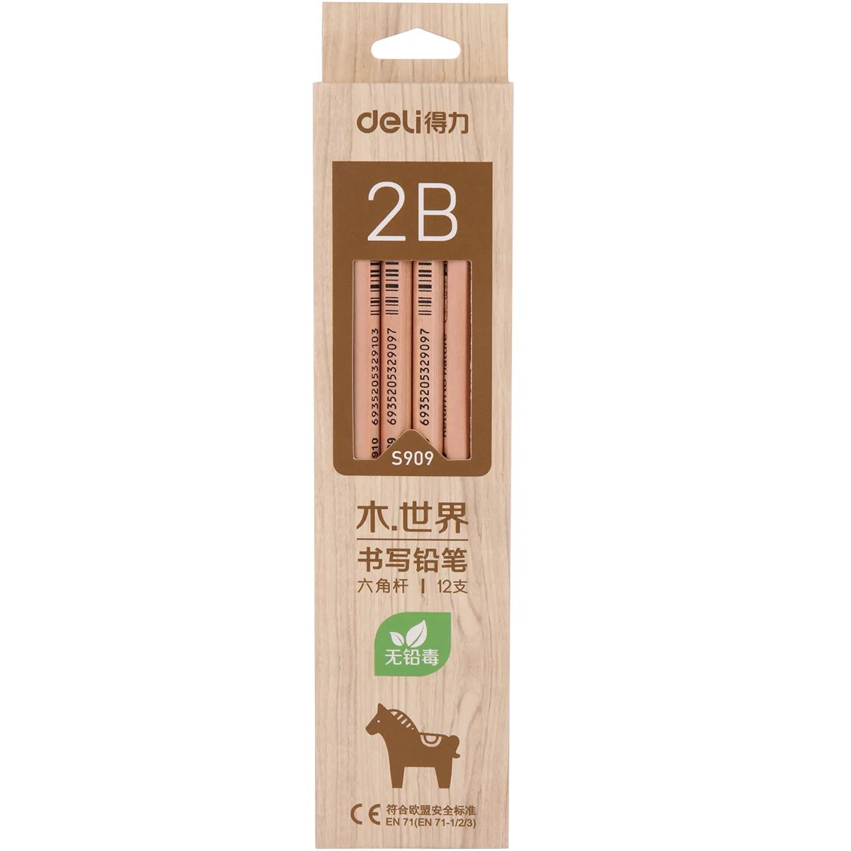 

Deli S909/2B Children Logs Pencil Boxed Students Hexagonal Pencil 12