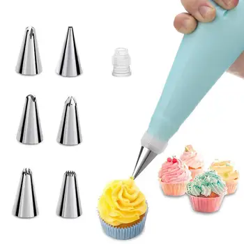 

ADOREHOUSE 38 Sets Cream Cake Pastry Bag Kitchen DIY Icing Piping Cream Decorating Cake Stainless Tools Nozzle Steel Set