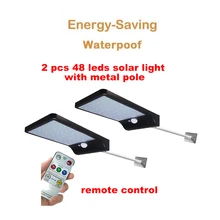 2/4pcs Led Solar Light Outdoor PIR Motion Sensor Waterproof Lighting For Garden Wall 48 leds Four Modes Rotable Pole Solar Lamp