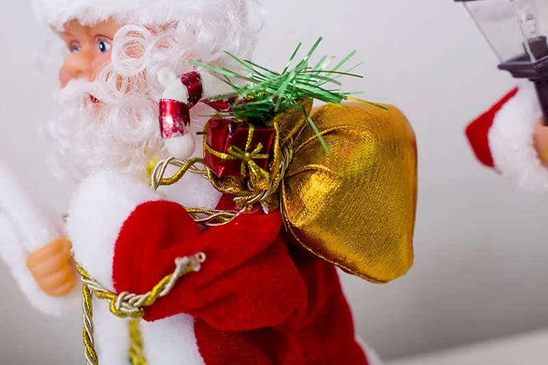Фланелет Санта-Клауса, пластиковая электрическая Музыкальная кукла 27x17 см, рождественские игрушки, подарки для детей, новогодние украшения