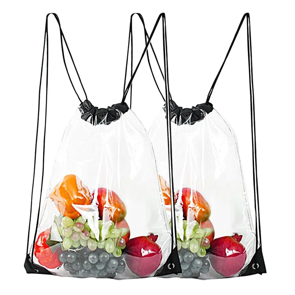

2-Pack Clear Drawstring Backpack,Waterproof Drawstring Bag for Women and Men School Sport Gym