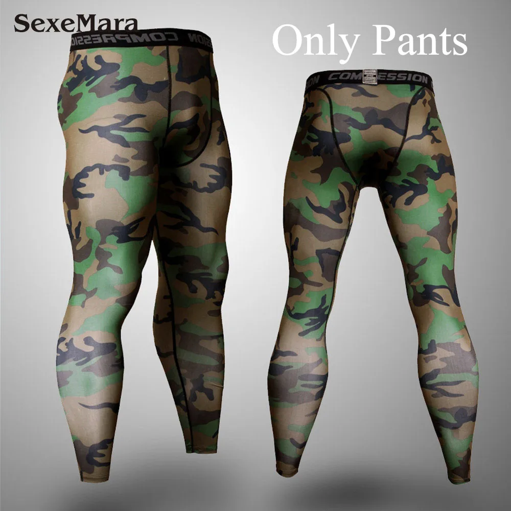 Only Pants Мужские компрессионные колготки, леггинсы, мужской спортивный костюм, беговые костюмы, Спортивная футболка для тренировок, ММА Рашгард, мужские камуфляжные кальсоны - Цвет: Only Pants