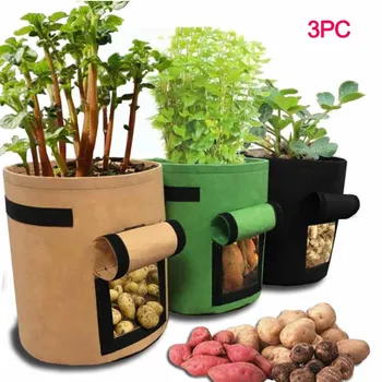 

3pc Flower Grow Bag Vegetable Pot Grow Bag Flower Pot Plant Greenhouse Plant Growing Bags Pot Potato Plant Pouch Garden Tools