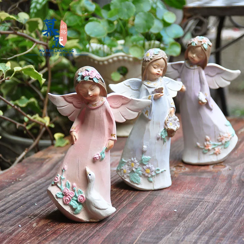 

Rural Pastoral Hand-painted Angel Garden Patio Patio Succulent Scene Ornaments Home Decoration Accessories