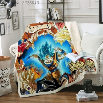 

Throw blanket Anime Dragon Ball 3D Velvet Plush Blanket Bedspread For Kids Girls Sherpa Blanket Couch Quilt Cover Travel 14