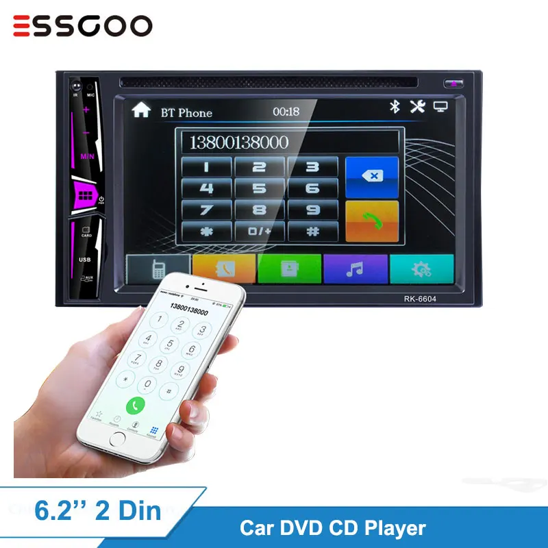 6," 2 Din умный автомобильный DVD CD плеер авторадио стерео 1080P сенсорный экран авто радио MP5 плеер Bluetooth TF USB FM воспроизведение DC 12 В