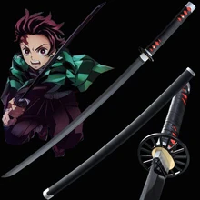Меч ручной работы аниме для демона, истребителя Kamado Tanjirou, меч катана, самурайские мечи для косплея, реквизит из углеродистой стали, меч призрака