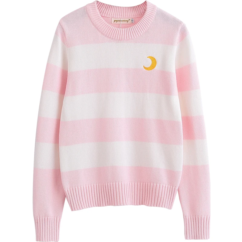 Long Sleeve Knit Pullover Sweater Pink 
