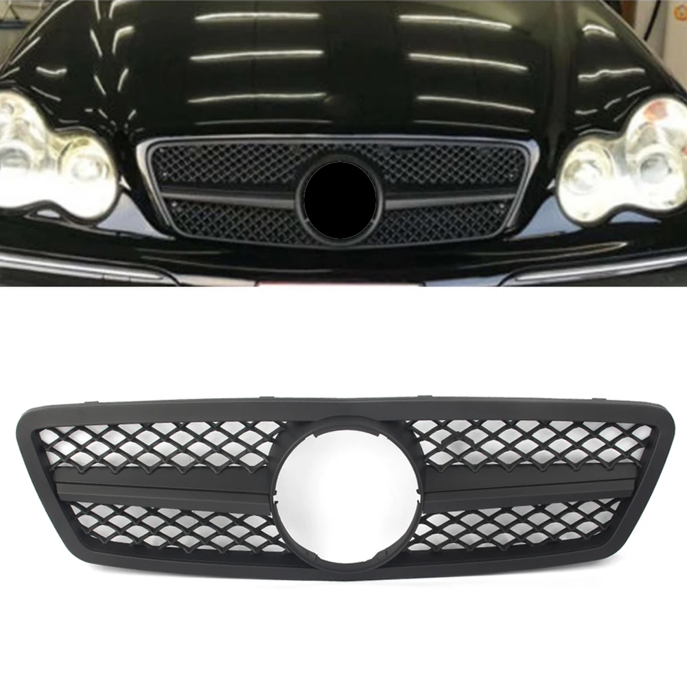 

Car Front Grille Upper Grill For 2000-2006 Mercedes-Benz C-Class W203 C280 C320 C240 C200 Sedan Matte Black ABS with LOGO