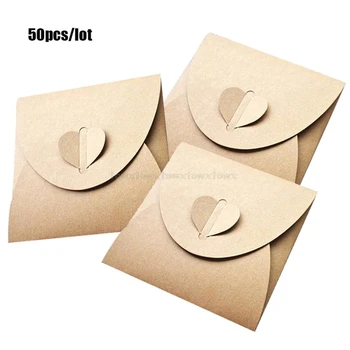 

50pcs 13x13cm Heart Kraft CD Paper Case Bag,CD Sleeves Discs DVD Packaging Bag Box Kraft CD Case Cover Envelope N15 19
