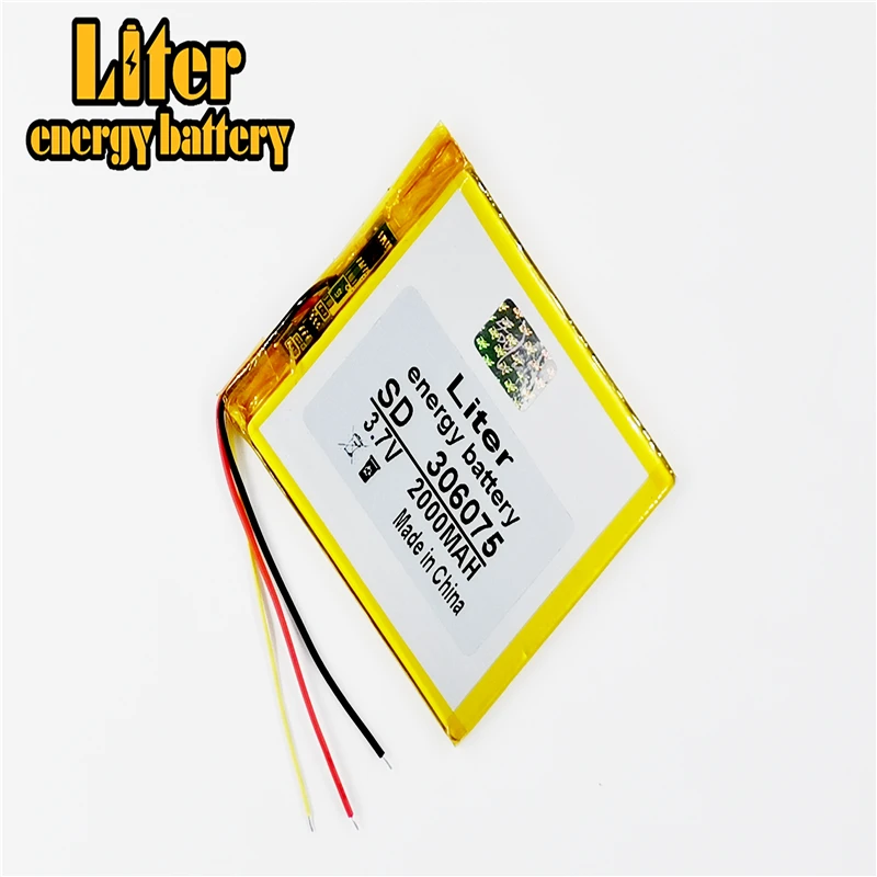 3 line 306075 3.7V 2000mAh Rechargeable Li-Polymer Li-ion Battery For GPS Tablet PC PocketBook 306075PL 4G-15 / 4K-19 E-book