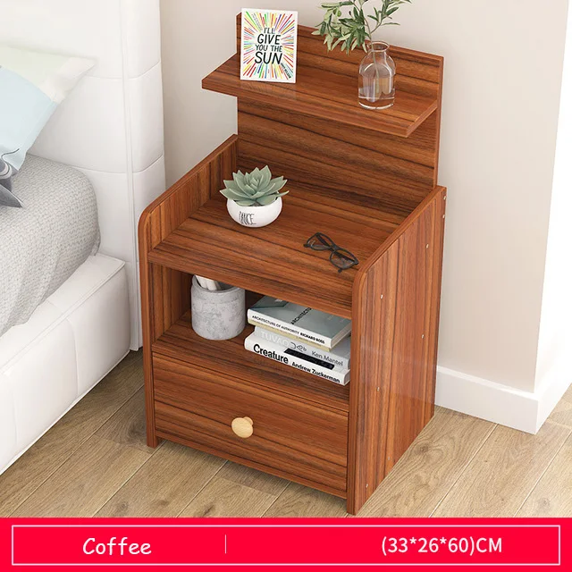 Тумбочка деревянная прикроватная тумбочка с ящиком Органайзер шкаф для хранения мода мини стол мебель для спальни - Цвет: C01L-coffee