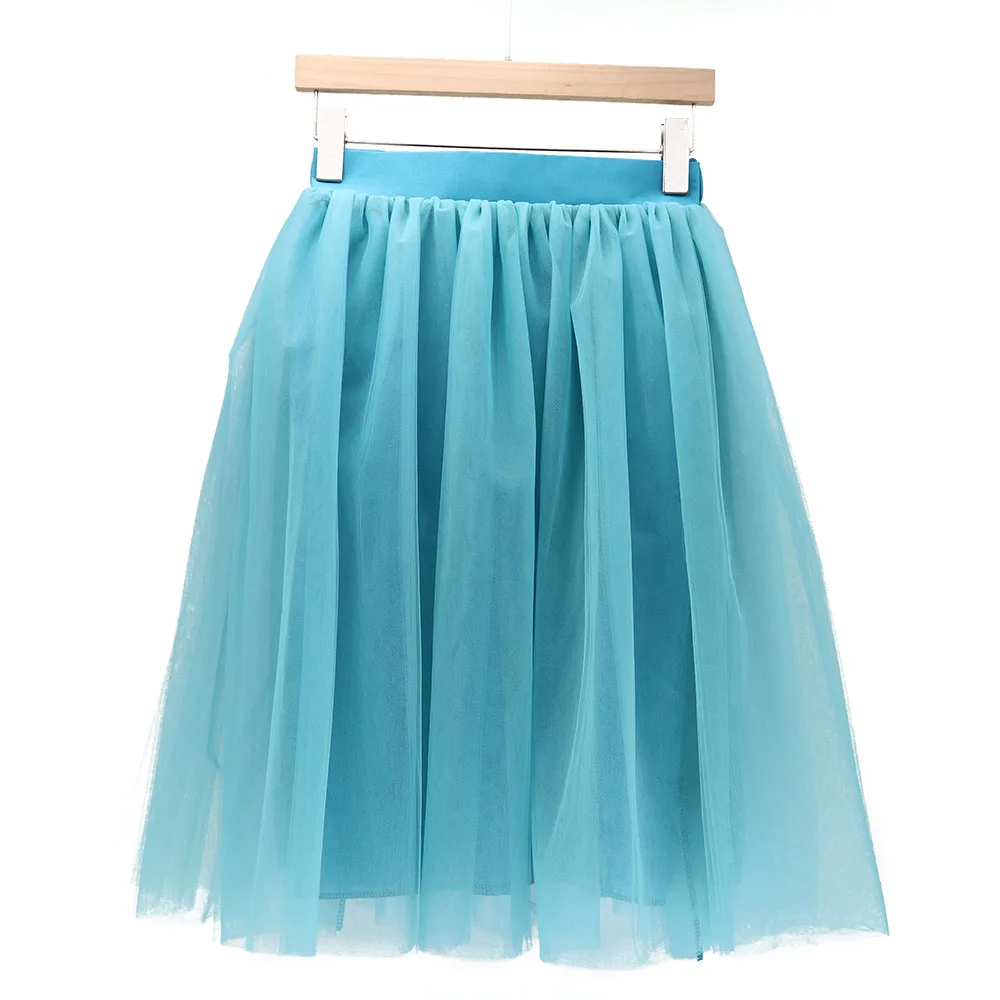 Модная синяя Тюлевая юбка на заказ, винтажная белая плиссированная юбка миди, Женская юбка в стиле Лолиты, falda Mujer saia jupe Secret - Цвет: 19