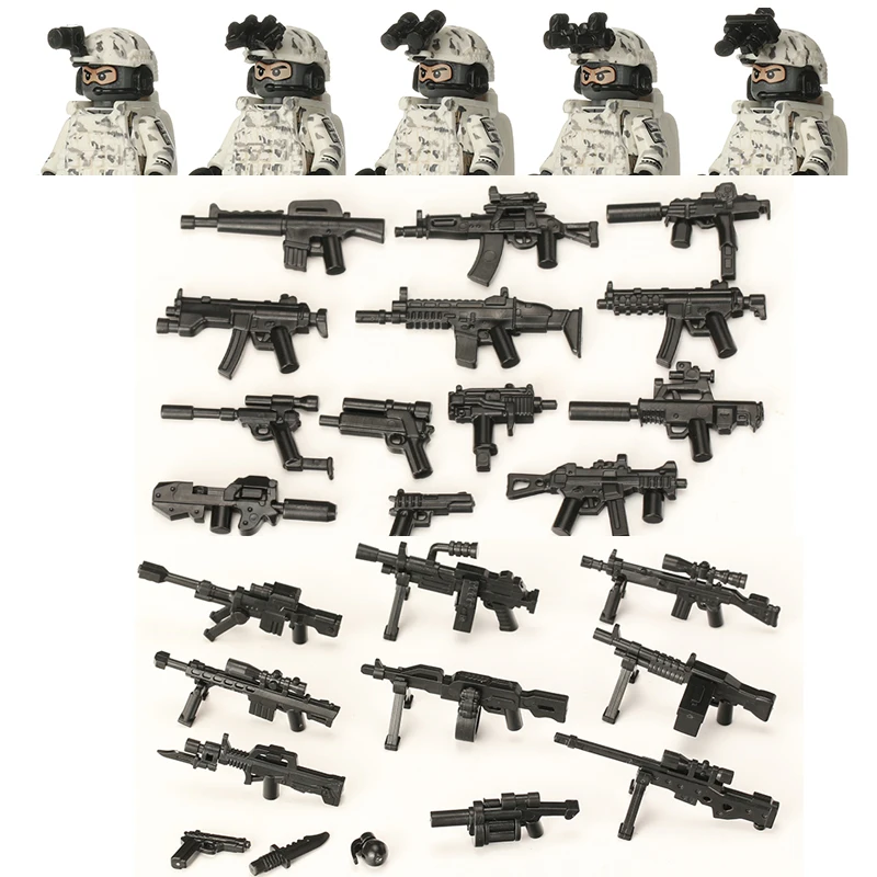 City Military Police Special Force Figures Building Blocks WW2 U.S. Snow Soldier Weapons Gun Sniper Mini Bricks Toys Children | Игрушки и