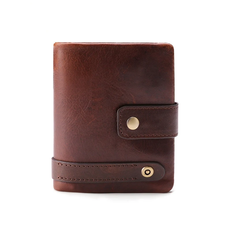 

New Design Genuine Leather Free Engraving Rfid Wallet Men Crazy Horse Wallets Coin Purse Short Male Money Bag Mini Walet Quality
