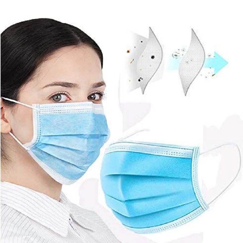 

10/20/50PCS DISPOSABLE FACE MASK VIRUS FLU SURGICAL MEDICAL DENTAL 3-PLY EAR LOOP