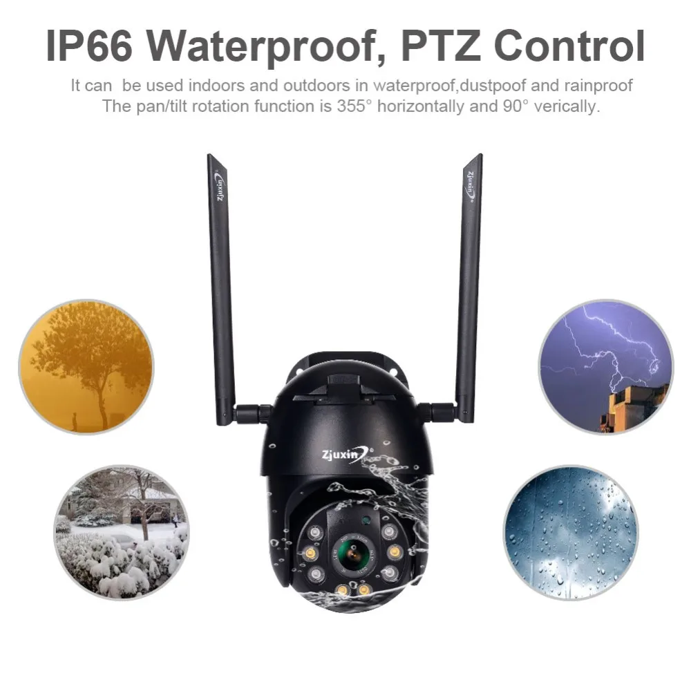 Hd1080p sem Fio com Fio Ptz ao ar Zjuxin Câmera fi Livre Cctv Segurança Camra Dupla Luz Detecção Humana ai Nuvem Ptz ip wi 10 sem fio com fio ptz ao ar