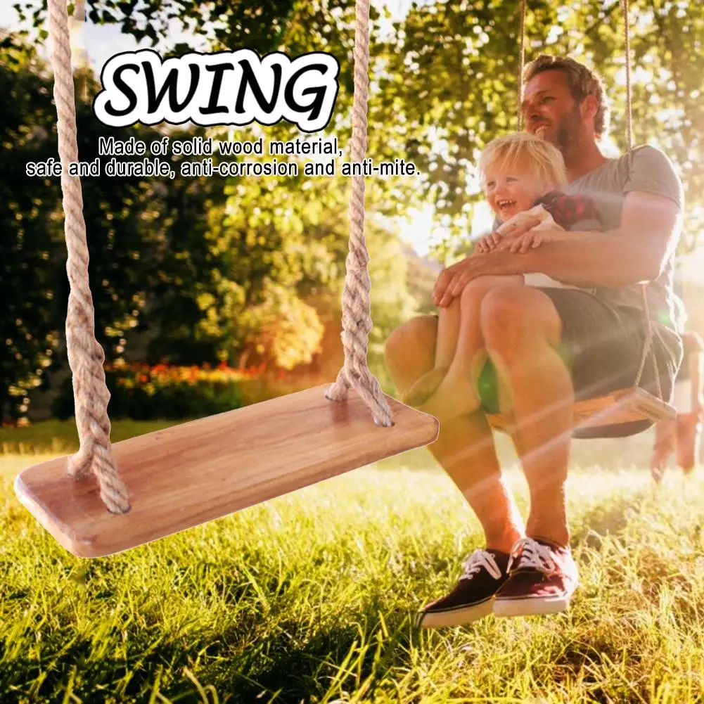 

Indoor and Outdoor Exercise Swing Wooden Hemp Rope Anti-corrosion Wood Plank Swing for Adult Children