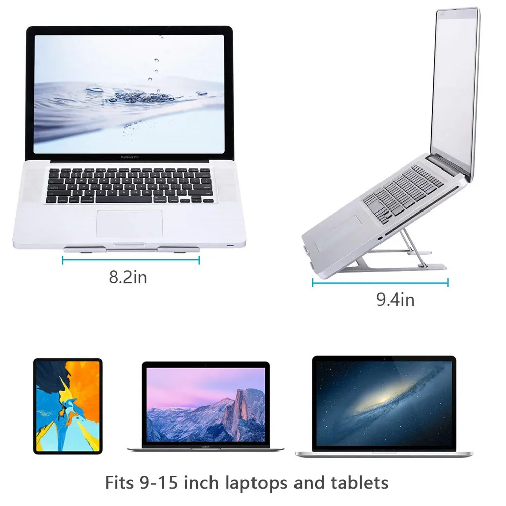 Folding Portable Metal Laptop Stand Viewing Angle 6 Height Adjustable Desktop Aluminum Alloy Bracke